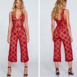 NWT Nightcap x Free people Red Lace V-Neck Sleeveless Jumpsuit